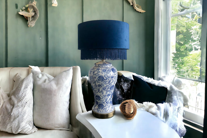 Edin Navy Blue Velvet Lamp Shade